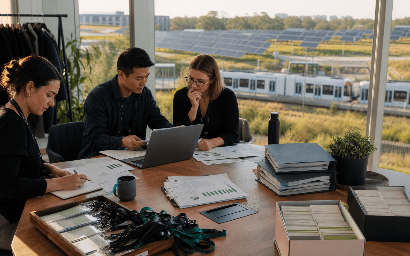 Event team reviewing carbon records